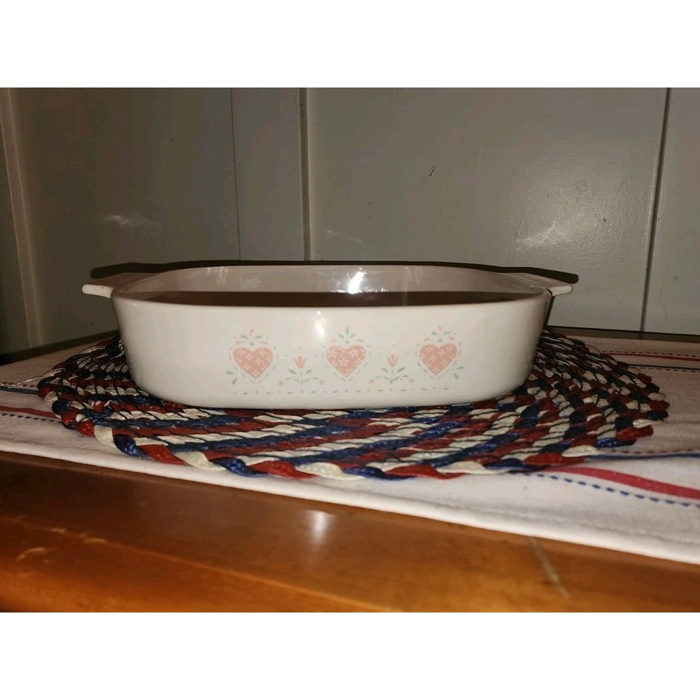 Vintage Corning Ware Forever Yours Hearts Casserole A-10-B 2.5 Liter